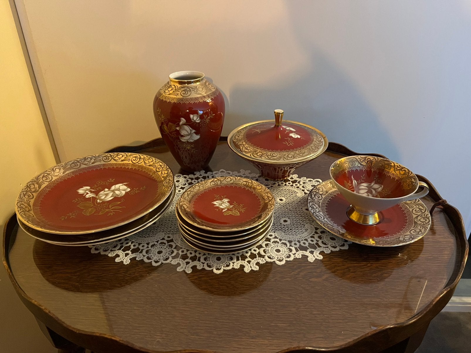 Waldsassen Bavaria Weiße Rose , servies, vaas, bonbonschaal, Ophalen