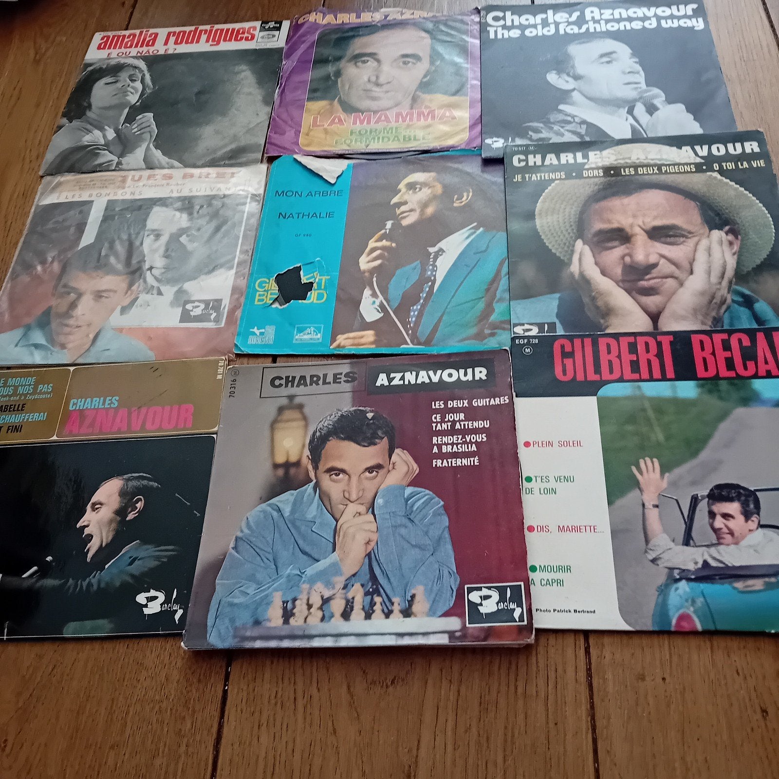 Charles Aznavour & Gilbert Bécaud Vinyl Collectie, Gebruikt, Pop, 7 inch, Ophalen of Verzenden