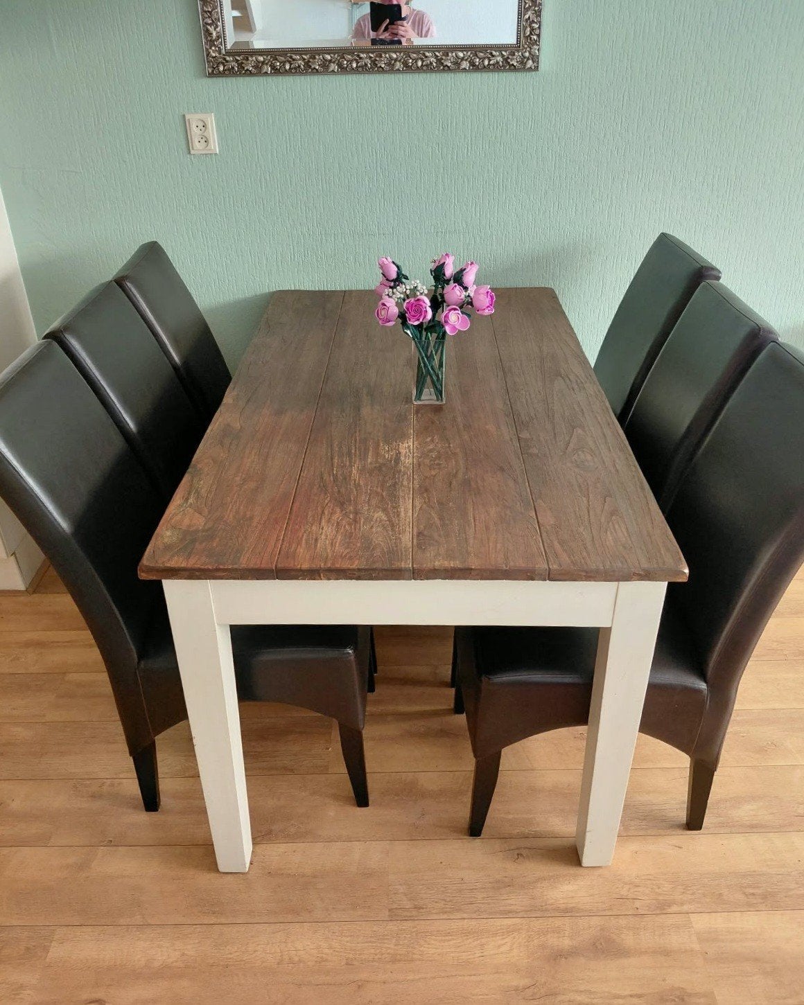 mooie eethoek, 6 stoelen, Huis en Inrichting, Ophalen, Gebruikt, 4 tot 6 stoelen