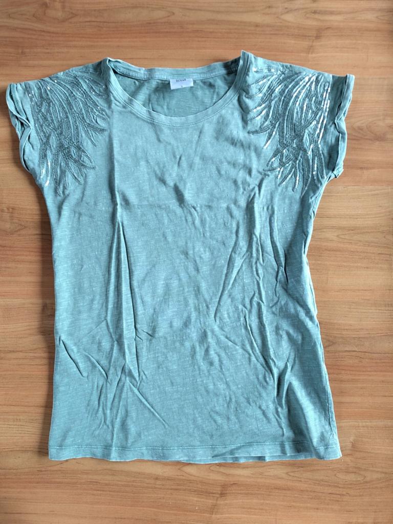 Groen T-shirt met pailletten Mamalicious maat M, Kleding | Dames, Positiekleding, Maat 38/40 (M), Mamalicious, Gedragen, Groen