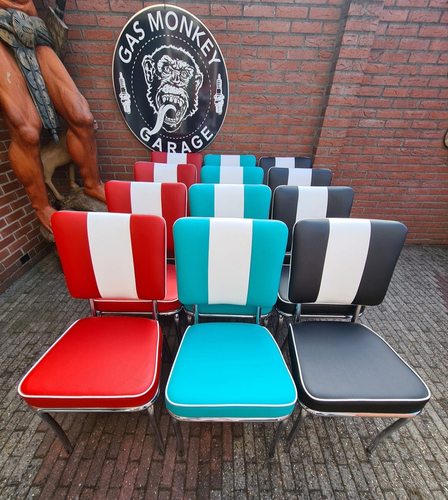 FIFTIES SIXTIES AMERIKAANSE BEL AIR DINER STOELEN MET TAFEL, Huis en Inrichting, Ophalen, Overige kleuren, Overige materialen