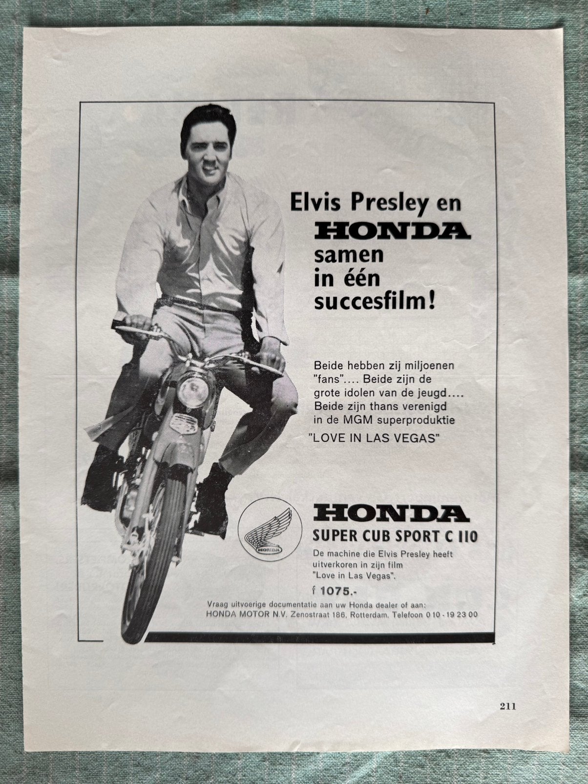Advertentie met Elvis op Honda Super Cub Sport C110, Verzenden, Zo goed als nieuw, Motoren
