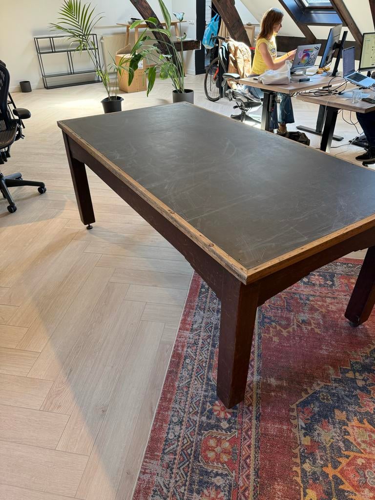 Vintage tafel met massief stenen blad - Uniek object, Ophalen
