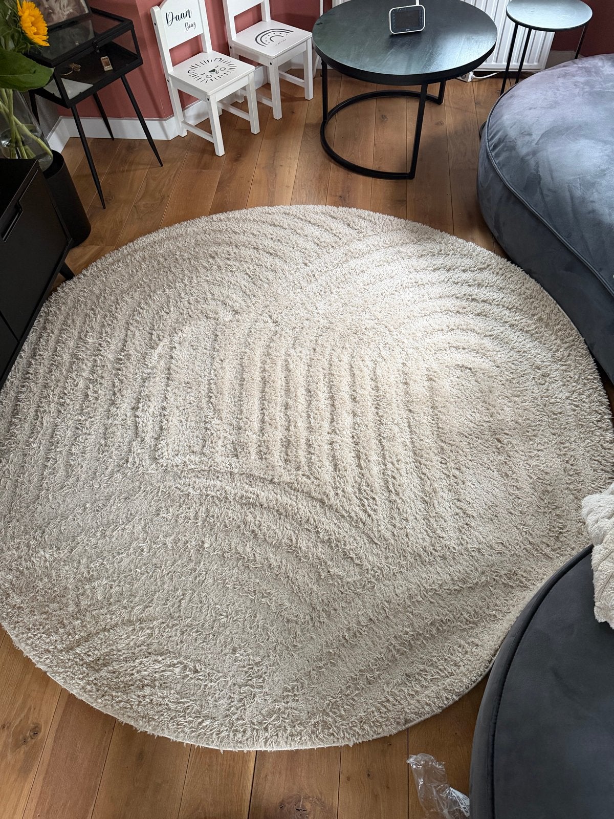 Rond vloerkleed 200 cm, Huis en Inrichting, Stoffering | Tapijten en Kleden, Ophalen, Gebruikt, Beige, 150 tot 200 cm