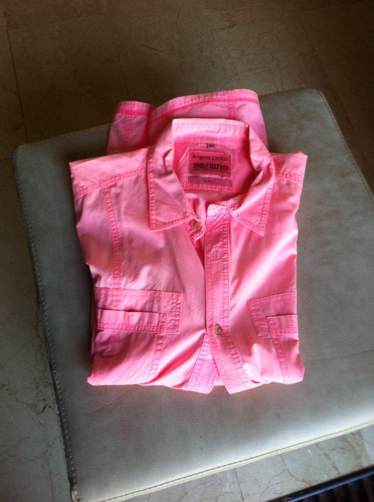 Heren overhemd Angelo Litrico mt XL Slim Fit Roze, Angelo Litrico, Ophalen of Verzenden, Zo goed als nieuw, Roze