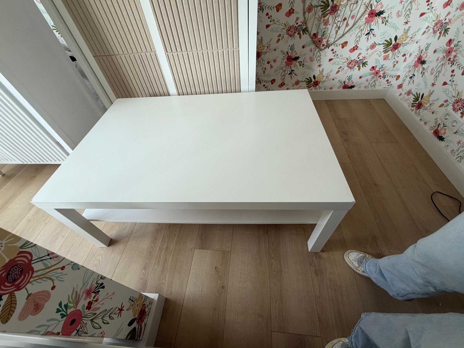 Witte salontafel met opbergruimte lack ikea, Ophalen, Overige materialen, Gebruikt, Vierkant