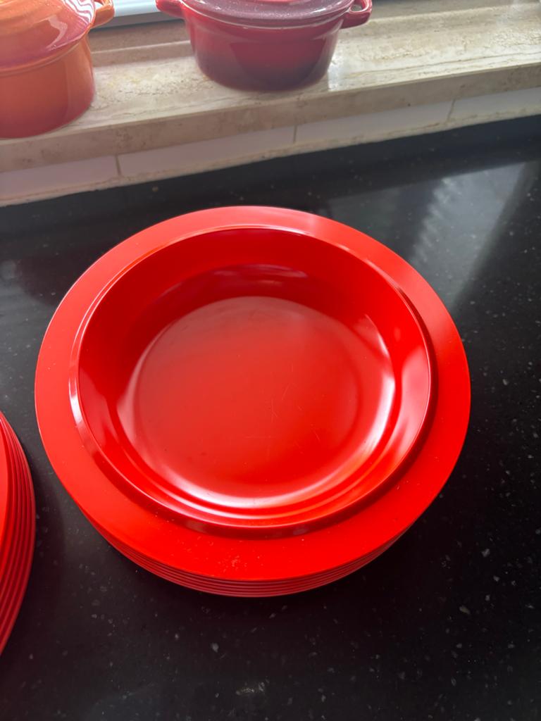 Mepal Rosti Campingservies Oranje/Rood - 12 Borden, Ophalen, Gebruikt