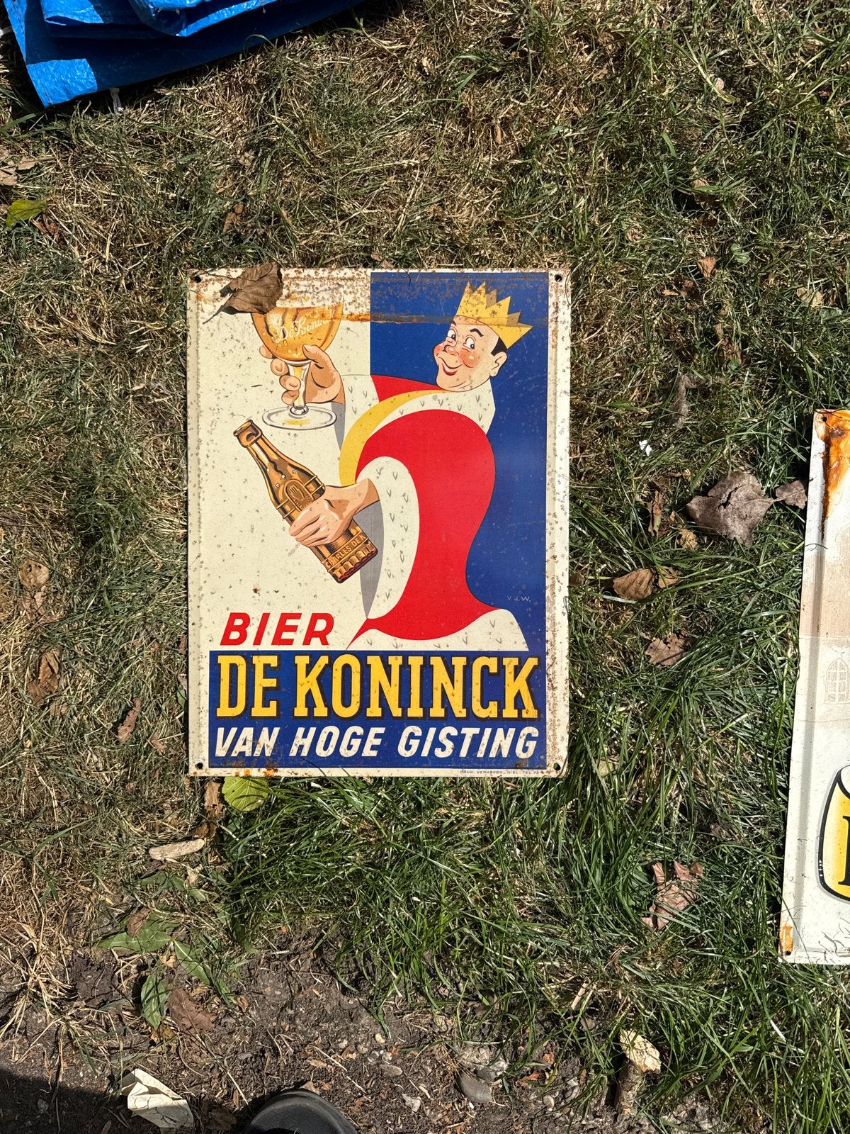 Vintage De Koninck Bier Reclamebord -, Verzamelen, Ophalen, Gebruikt, Reclamebord