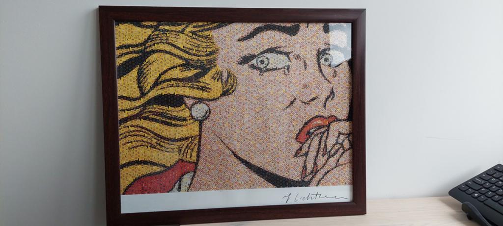 Roy Lichtenstein stijl in houten lijst – 55,5 x 45,5 cm, Ophalen of Verzenden