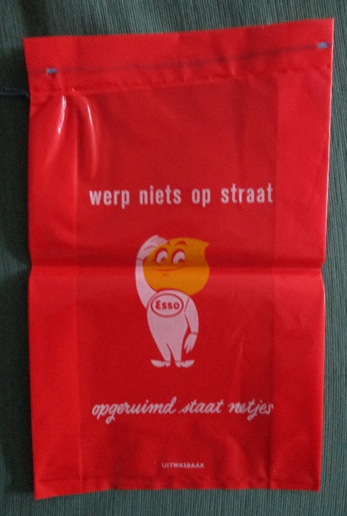 Rode plastic tas/zak Esso jaren 60 of 70, retro verzamelitem, Verzenden, Zo goed als nieuw