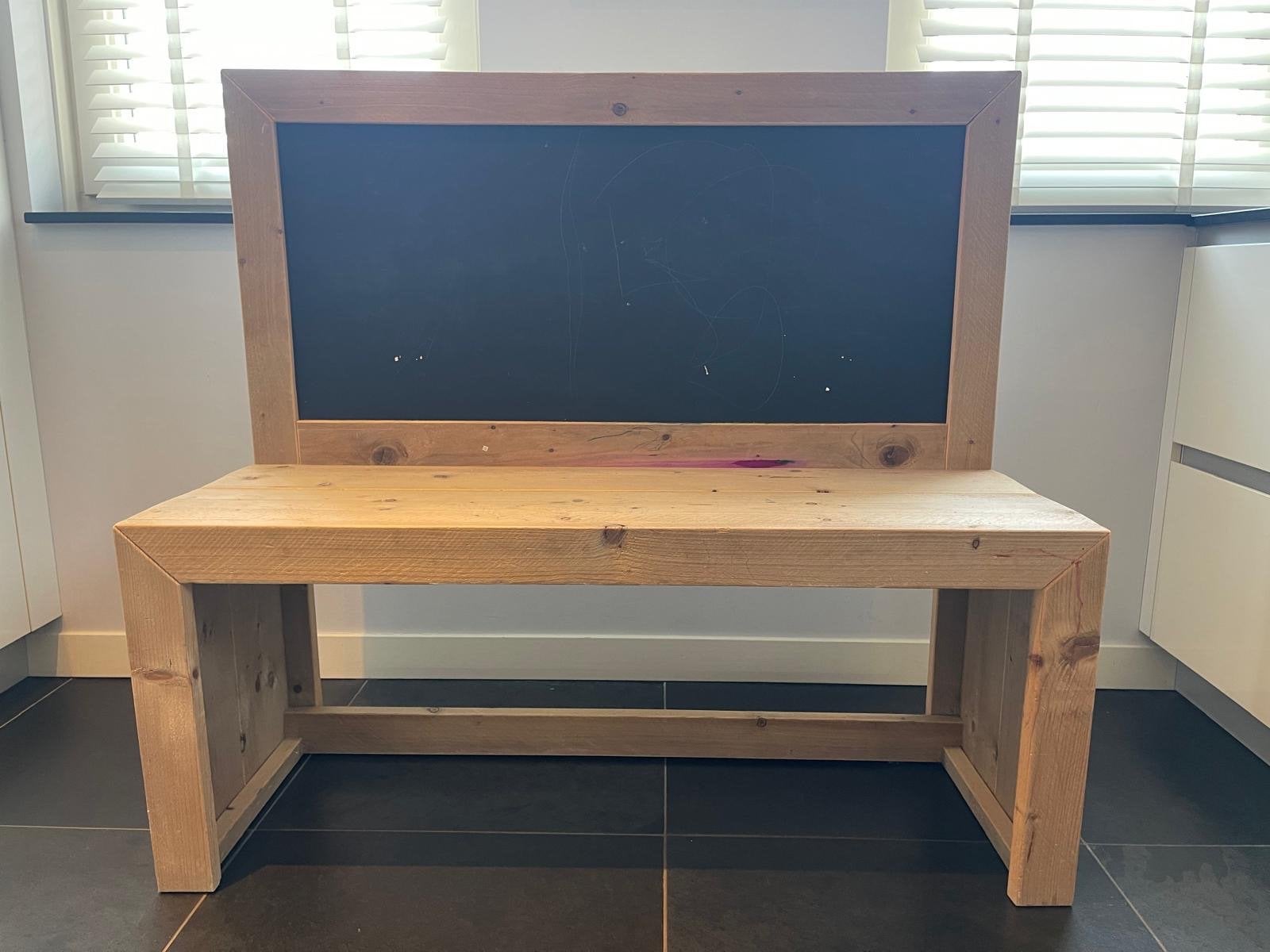 Steigerhout kinderbureau met krijtbord, Ophalen, Opzetstuk, Gebruikt, Hout