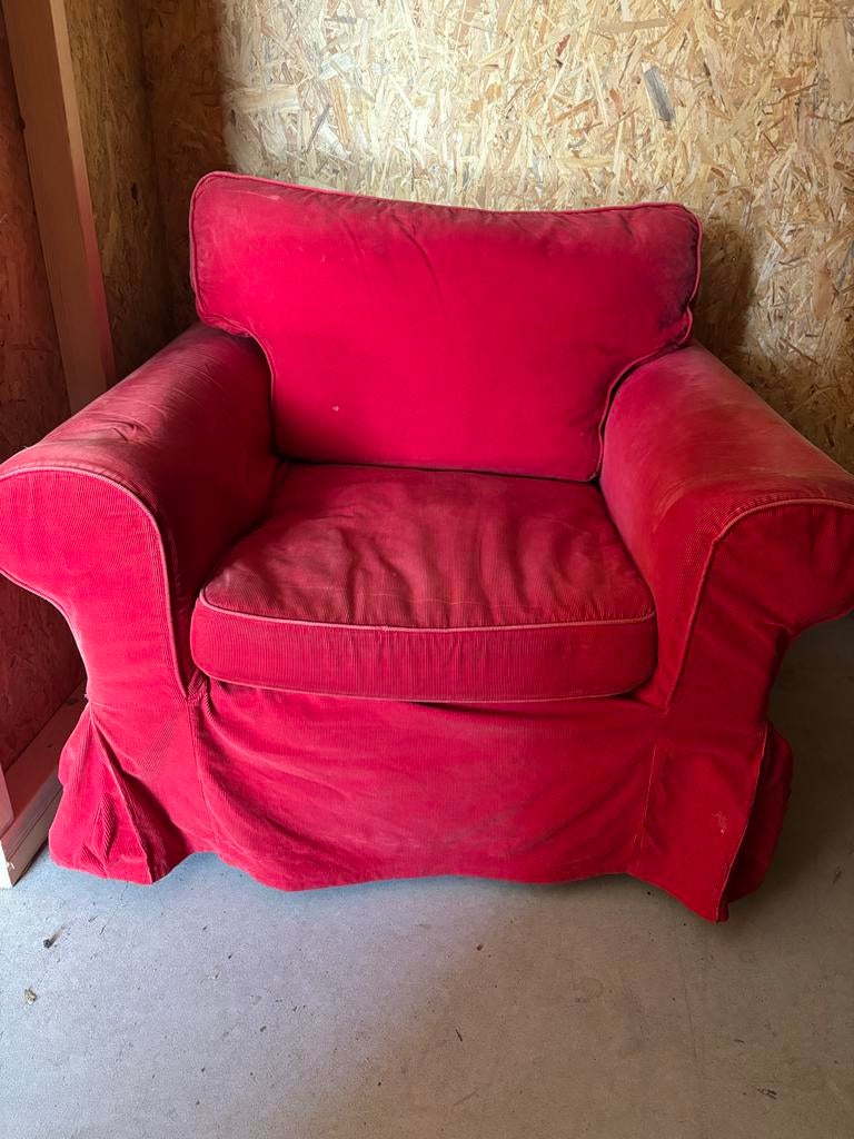 Twee IKEA EKTORP fauteuils - Bekleding te wassen/vervangen, Ophalen of Verzenden, Gebruikt, Stof, 75 tot 100 cm