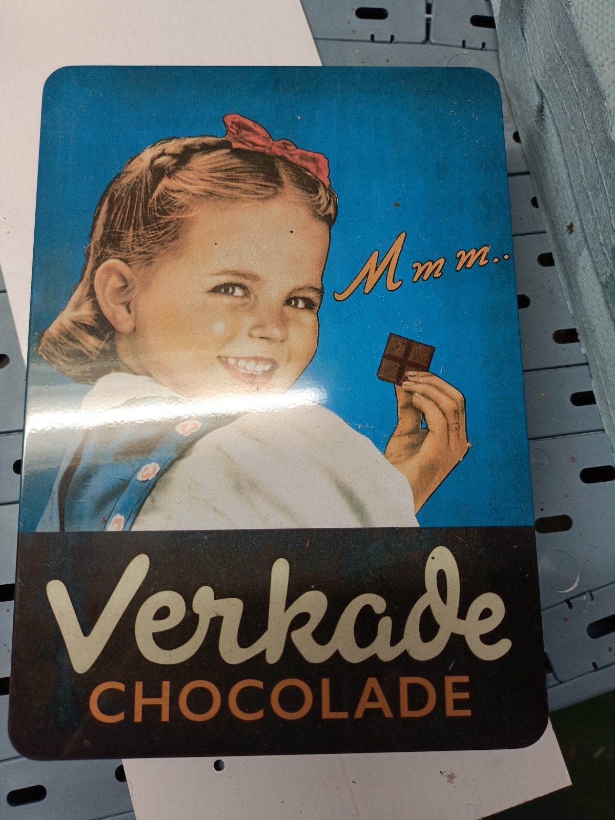 Vintage chocolade blik Verkade, Ophalen of Verzenden