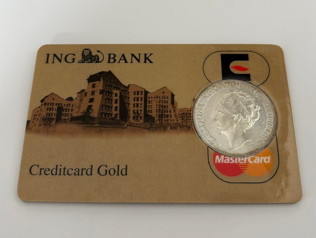 Coincard ING Creditcard Gold zilveren gulden 1929 Schaars!, Ophalen of Verzenden, Zilver, Nederland