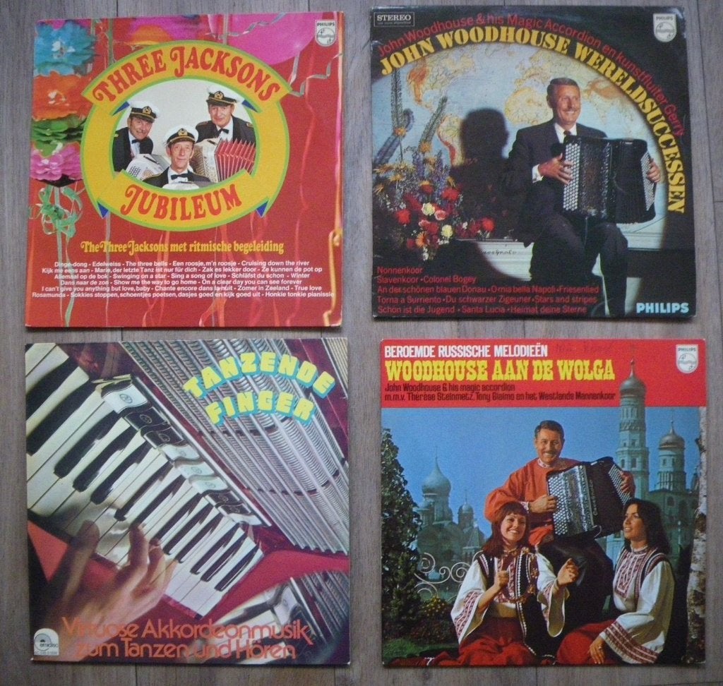 ACCORDEON MUZIEK 4x oude LP-s o.a. Jacksons / Woodhouse, Cd's en Dvd's, LP, Gebruikt, Overige genres, Ophalen of Verzenden