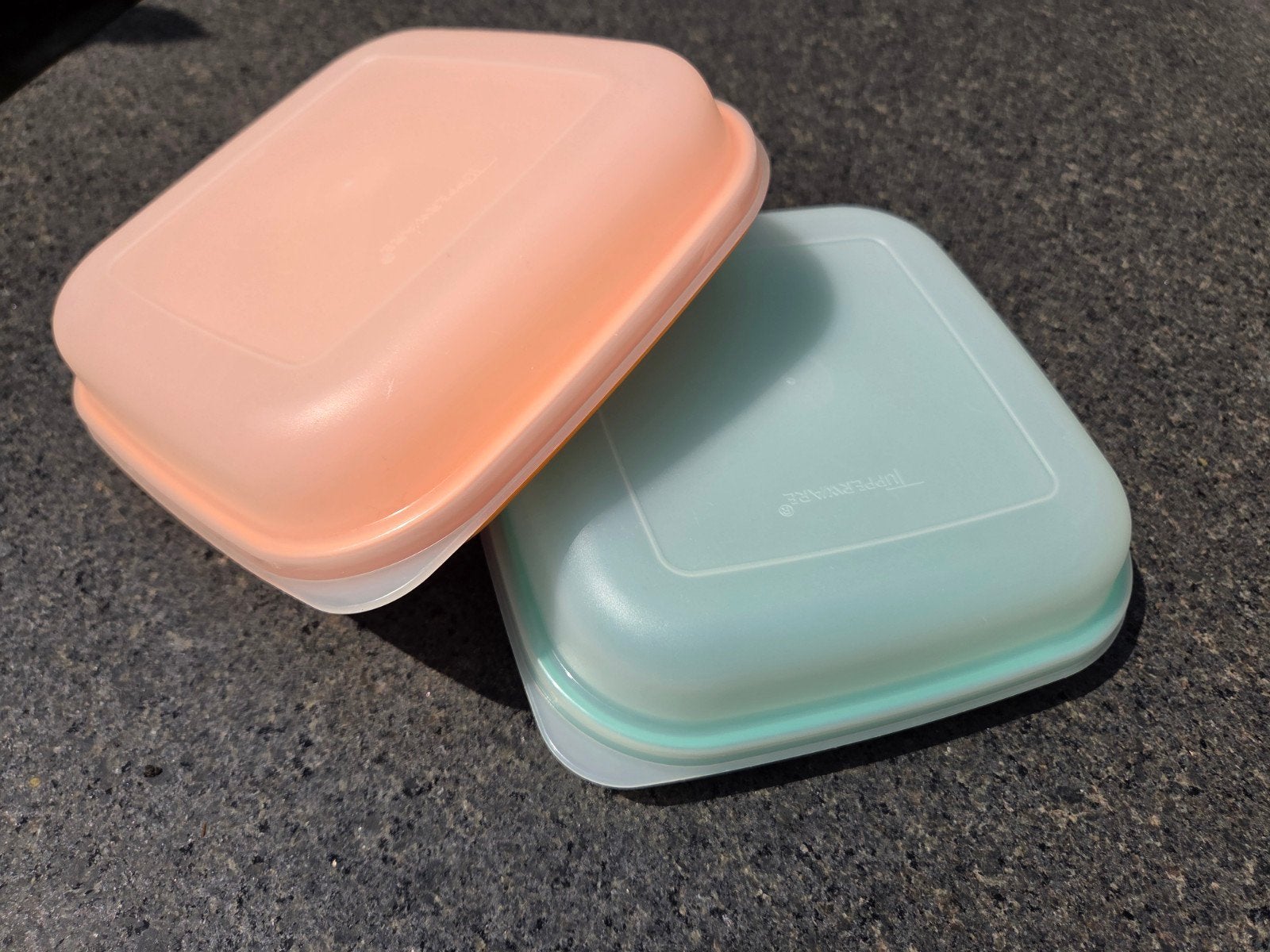 Tupperware bewaardoosjes, set van 2, Gebruikt, Bewaardoos, Oranje, Ophalen of Verzenden