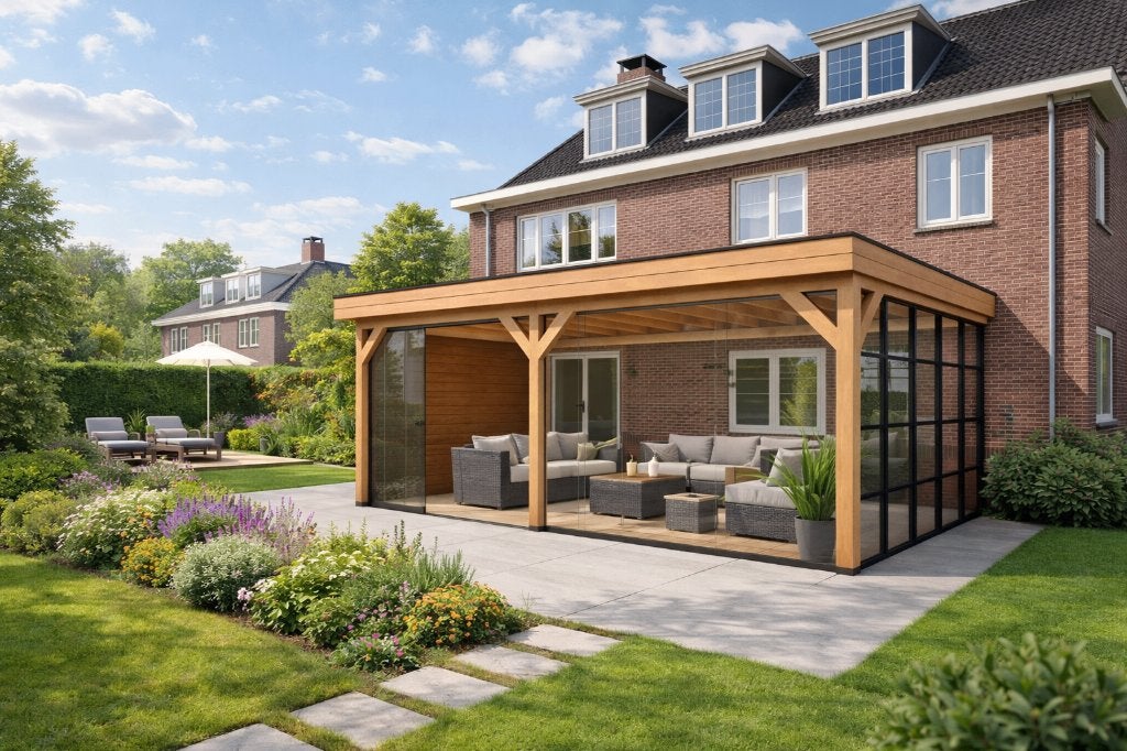 Tuinhuis of overkapping op maat | GEGARANDEERD SCHERPE PRIJS, 3 ramen of meer, Nieuw, Ophalen of Verzenden, 500 cm of meer