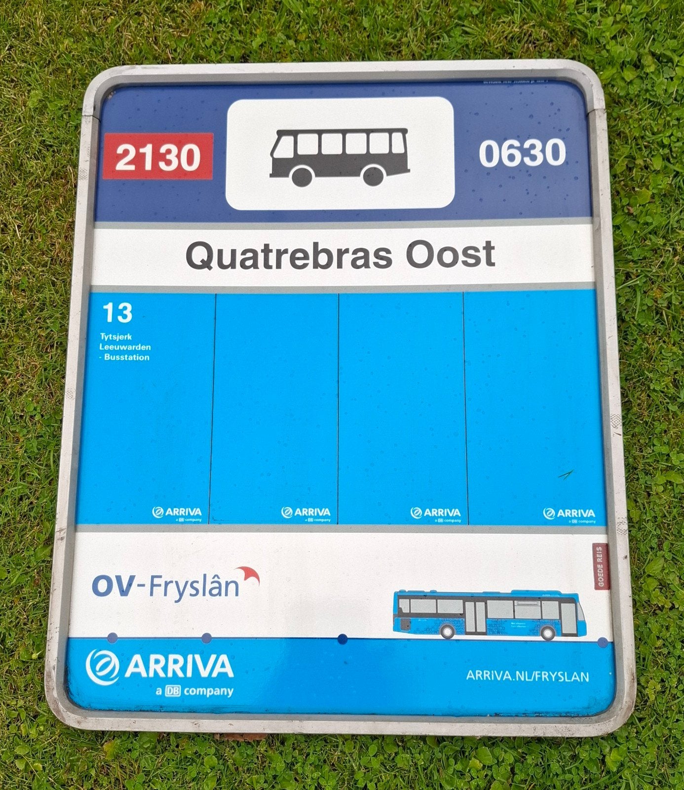 Origineel Arriva Bushalte Bord - Quatrebras Oost, Ophalen of Verzenden, Gebruikt, Bus of Metro, Overige typen