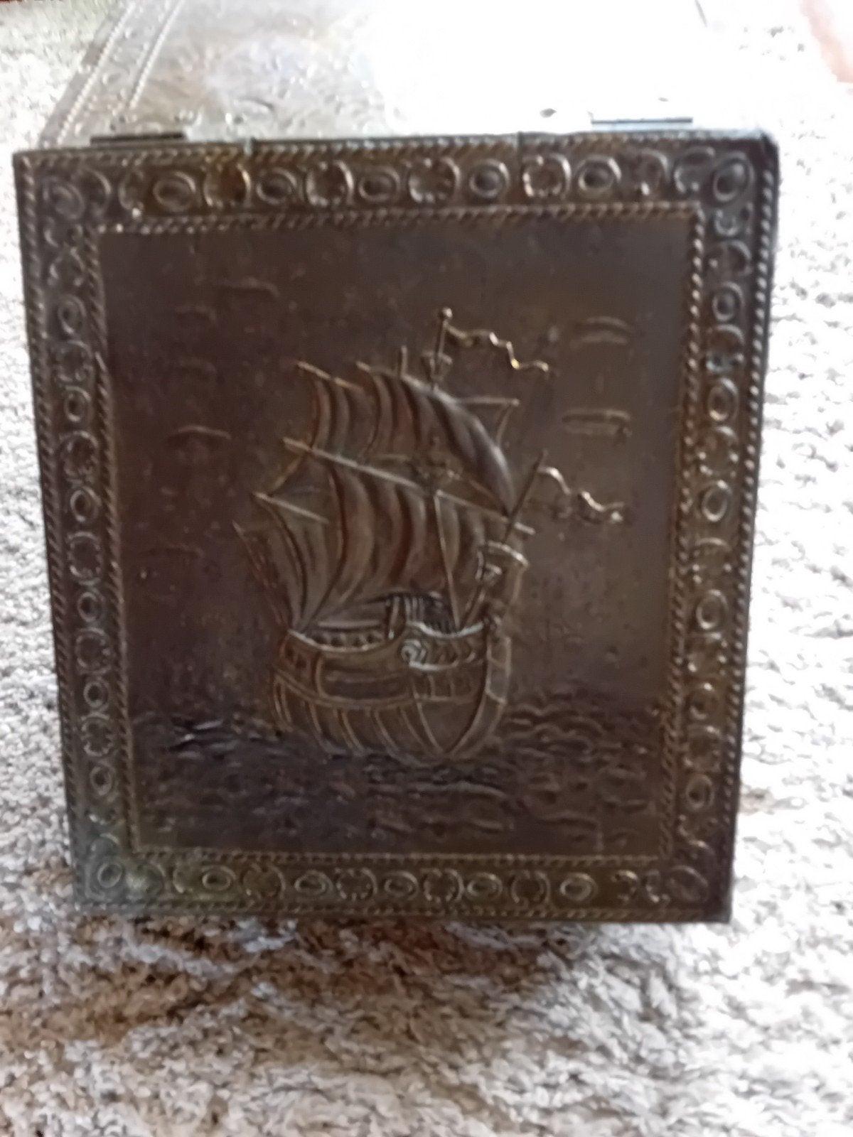 Antieke houten met koper kolen bakje, Antiek en Kunst, Ophalen, Koper
