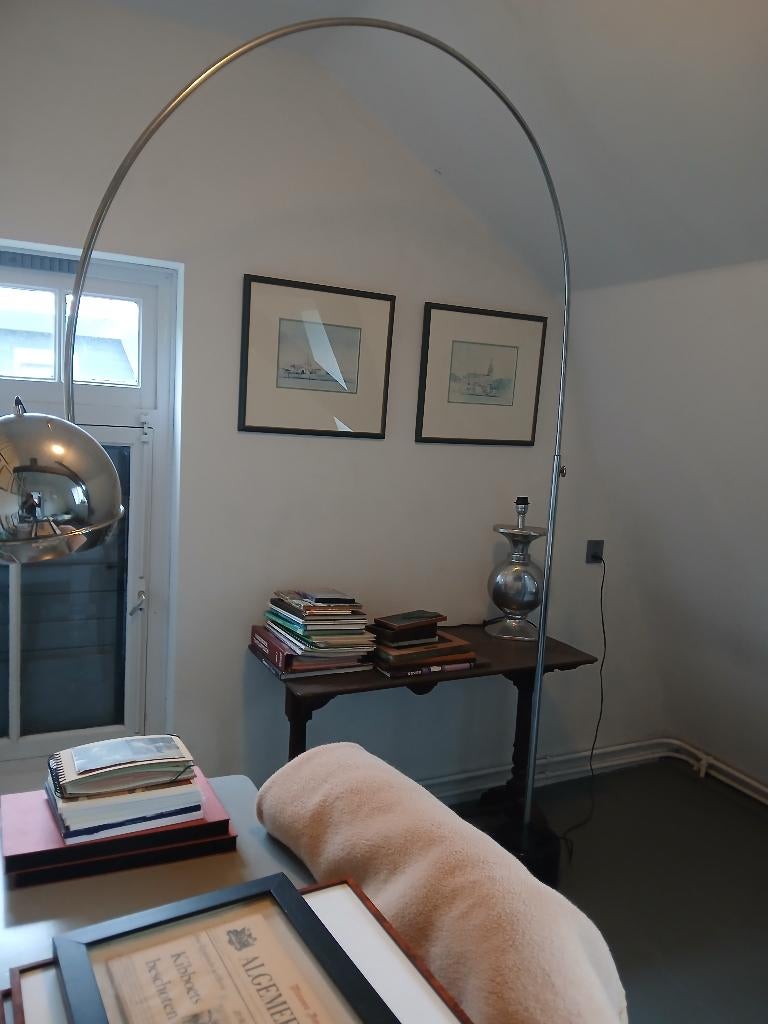 boog lamp, Huis en Inrichting, Lampen | Vloerlampen, Gebruikt, Art deco, Ophalen of Verzenden, Metaal