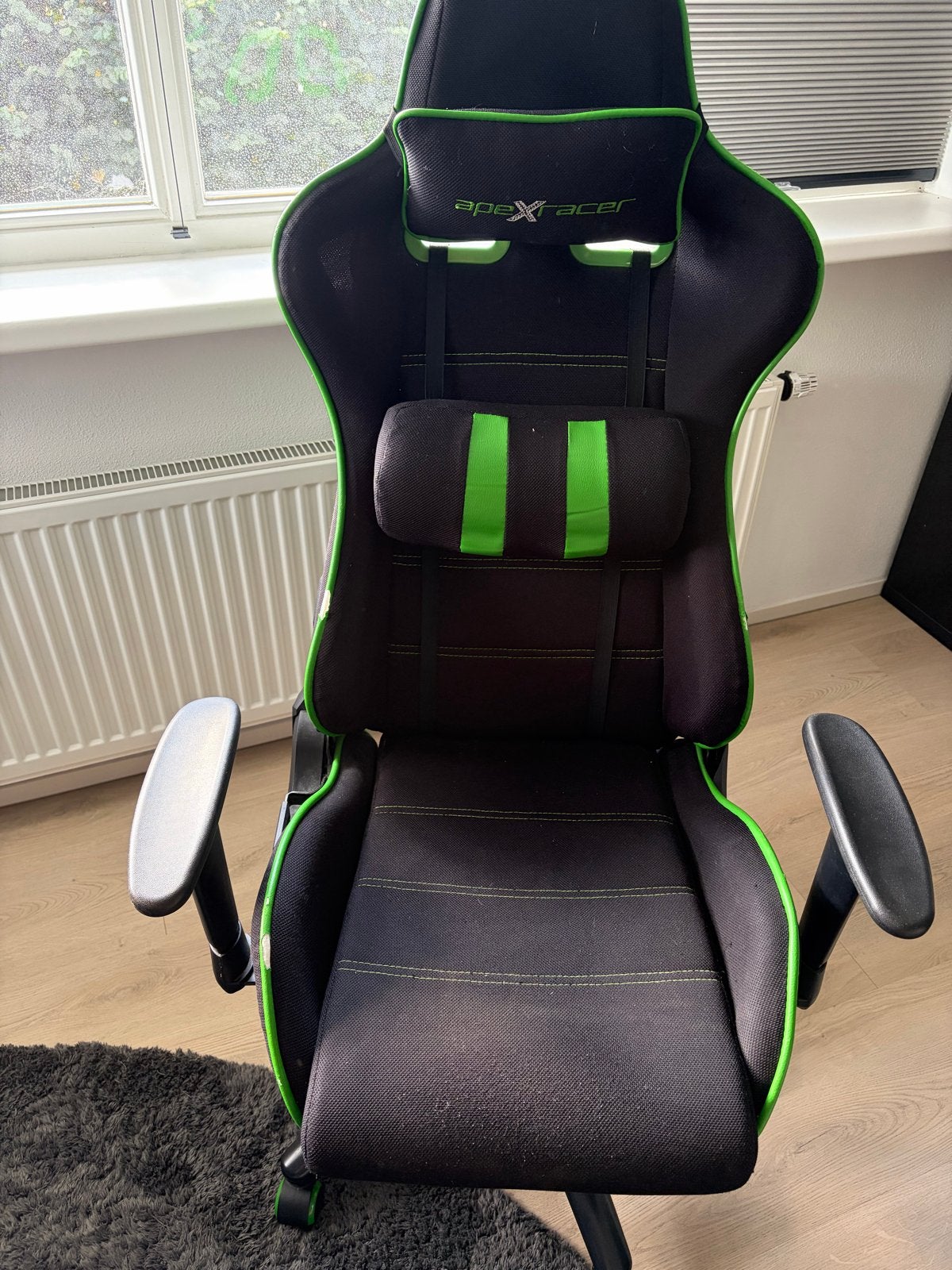 Gaming stoel - Apex Racer - Zwart/Groen, Ophalen, Gebruikt, Zwart, Bureaustoel
