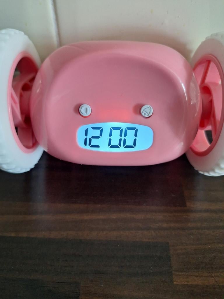Roze wekker op wielen, Witgoed en Apparatuur, Wekkers, Ophalen, Nieuw