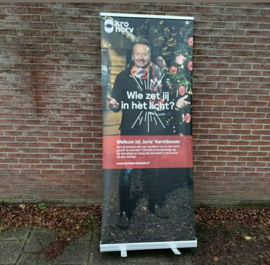 Joris,Kerst, Televisie,BANNER,reclame,KRO,NCRV,Joris Linssen, Ophalen of Verzenden, Zo goed als nieuw, Tv, Poster