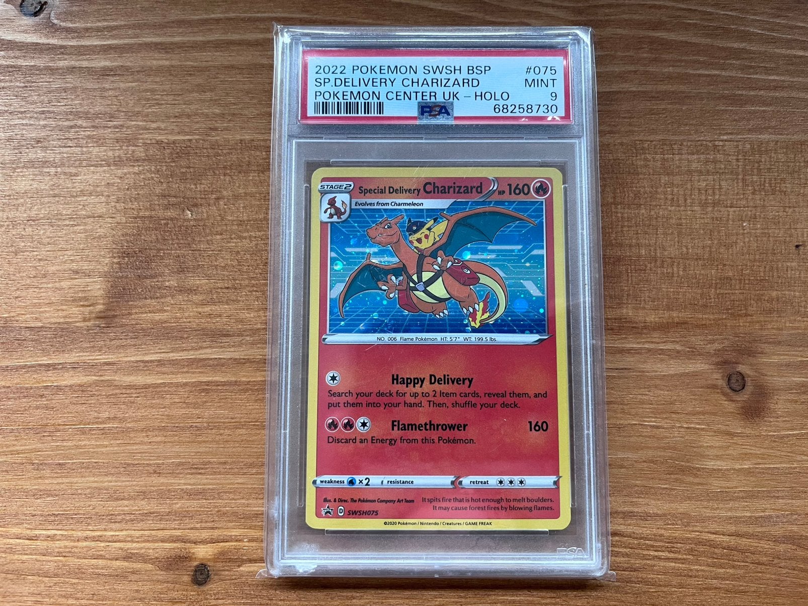 Special Delivery Charizard SWSH075 PSA 9 pokemon kaart, Ophalen of Verzenden, Zo goed als nieuw
