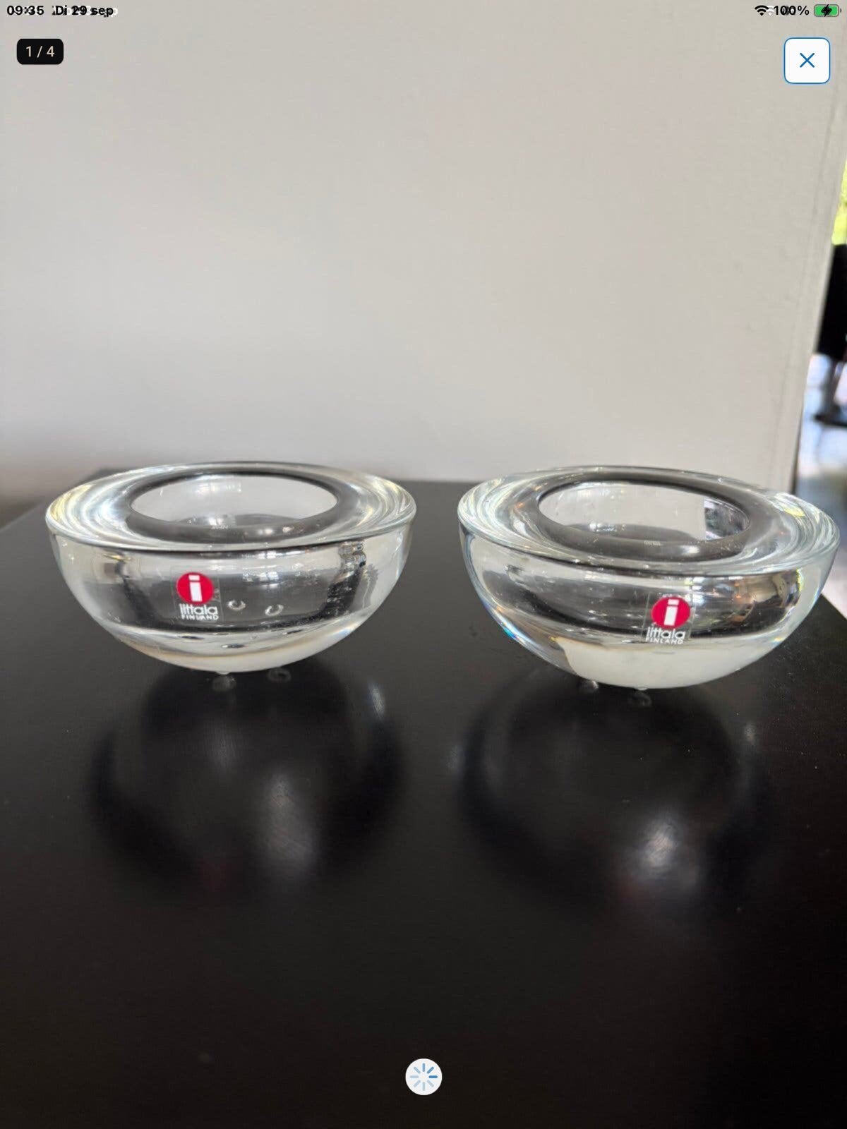 Iittala Aslak – Tapio Wirkkala – set van 2 vintage kandelaar, Ophalen of Verzenden, Kandelaar, Iittala, Glas