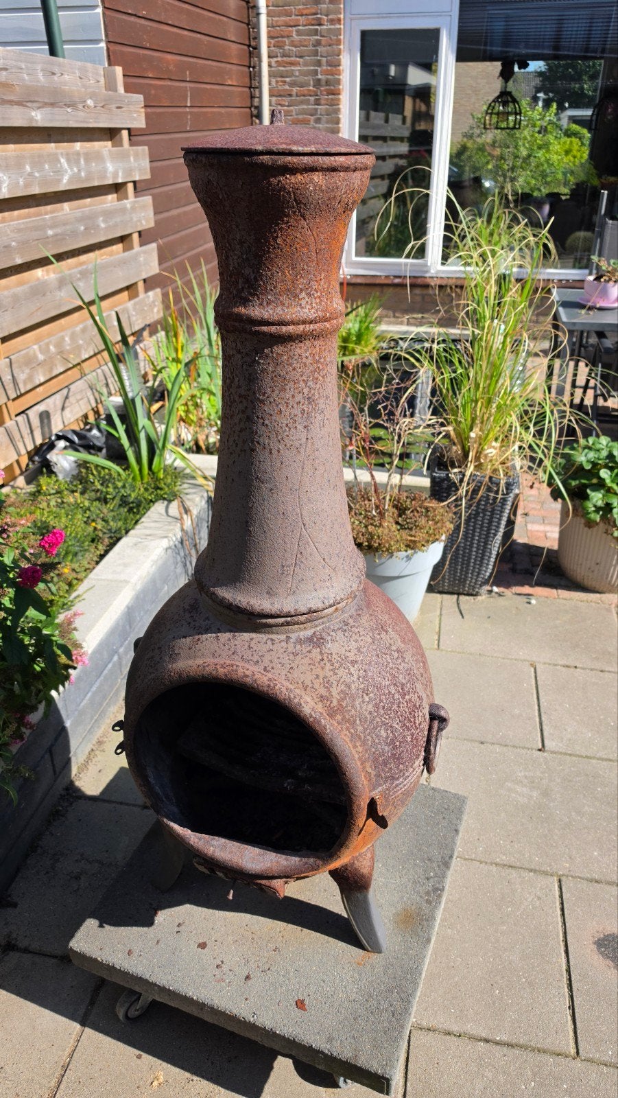 Gietijzeren terrashaard / buitenkachel, Tuin en Terras, Ophalen, Gebruikt