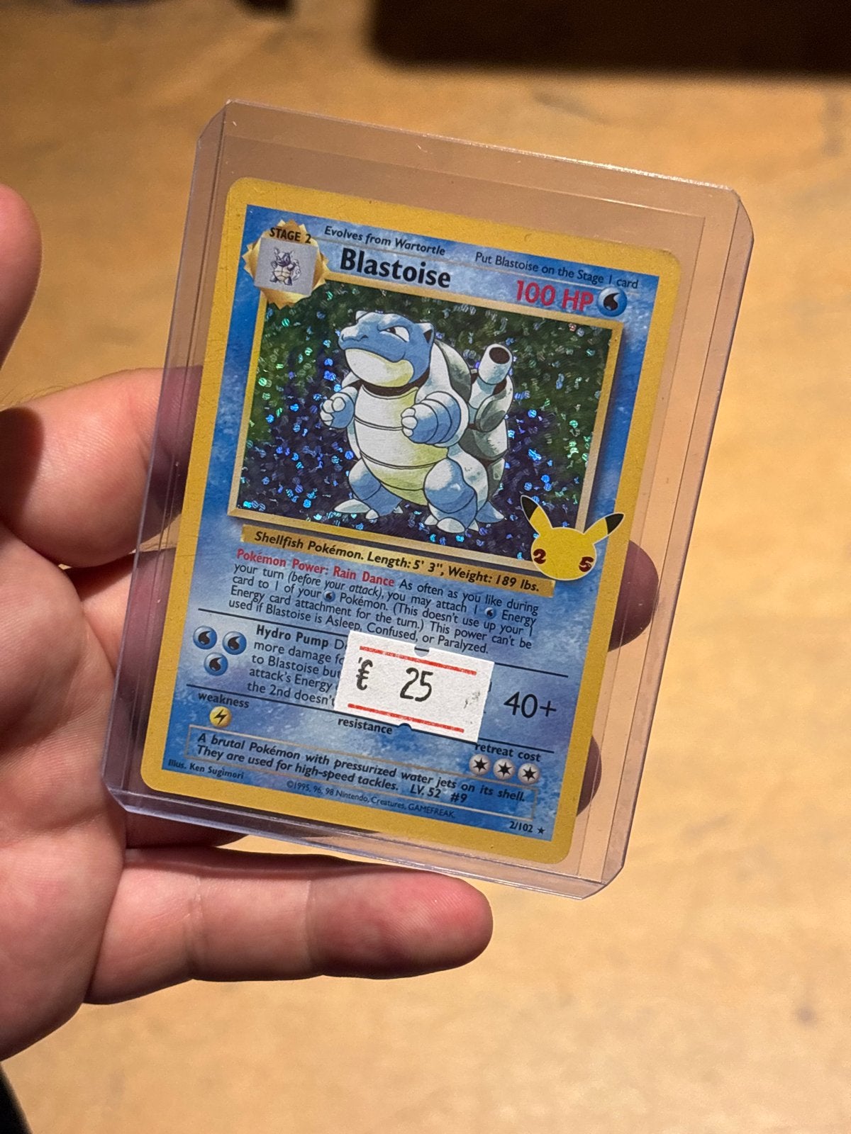 Blastoise 2/102 Celebrations 25th Anniversary Pokémon Kaart, Ophalen of Verzenden, Zo goed als nieuw, Losse kaart, Foil