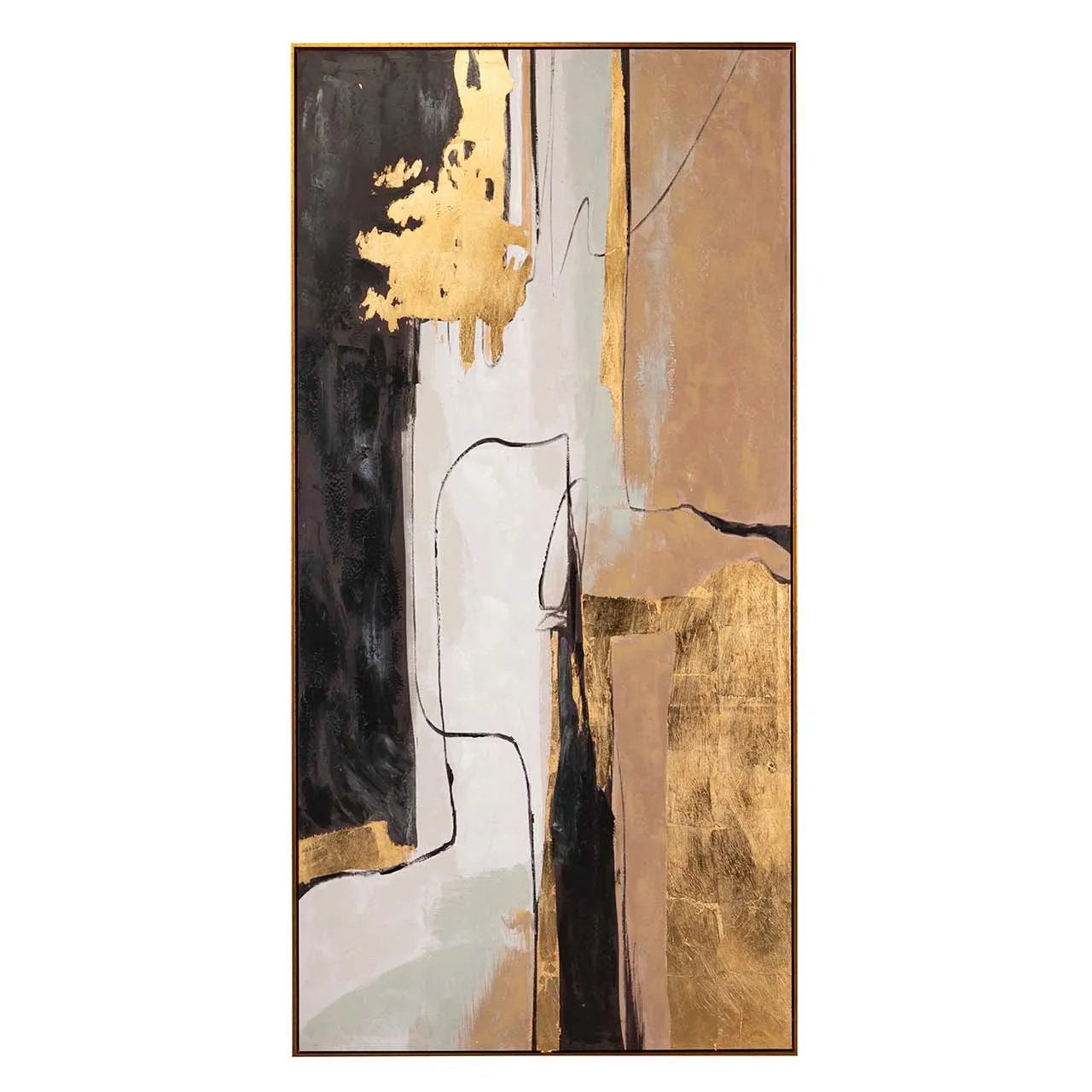 Abstract Schilderij Beige Goud - Japandi Stijl, Ophalen
