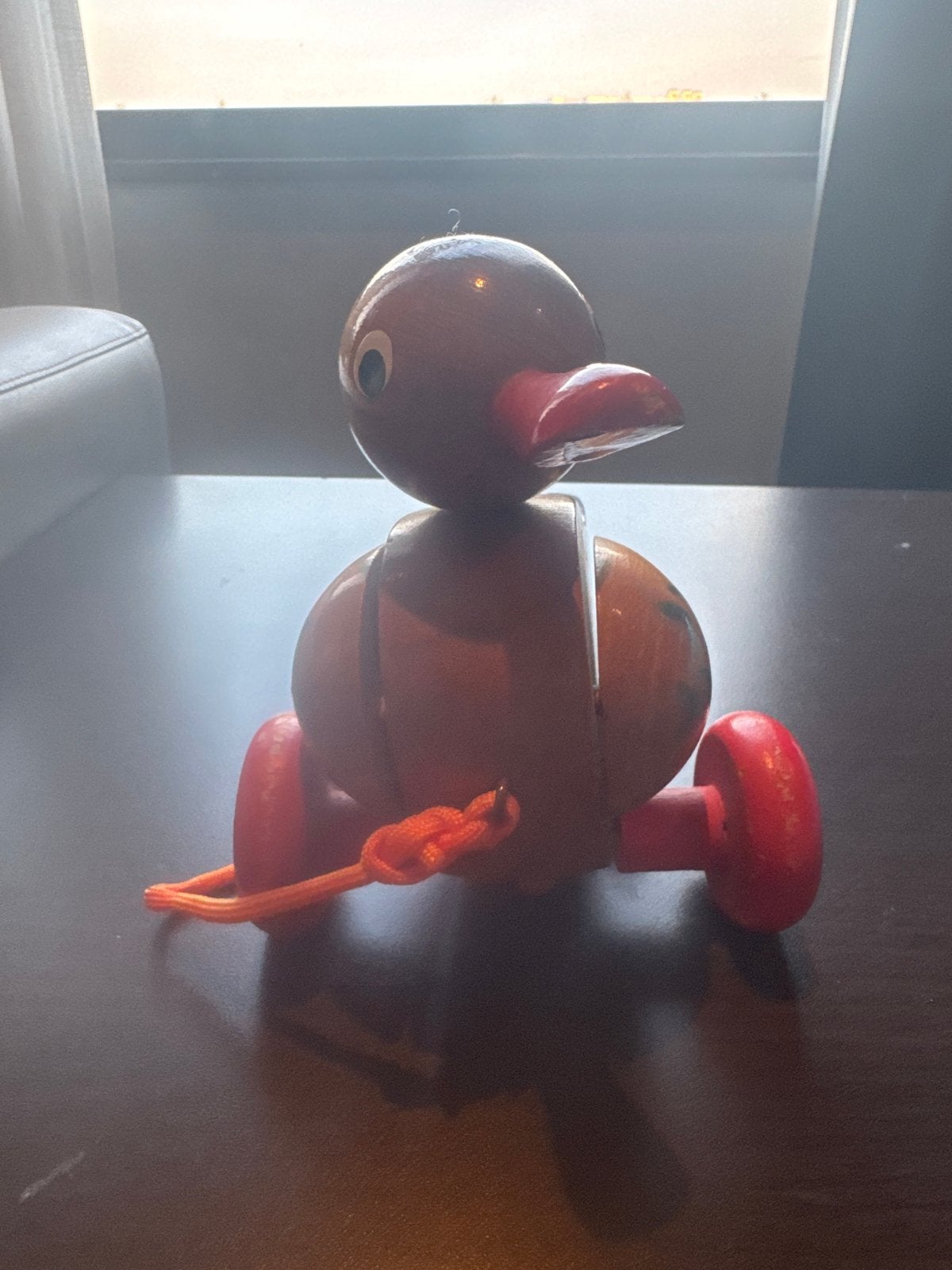 Vintage Houten Eend op Wielen - Decoratief Speelgoed, Ophalen of Verzenden