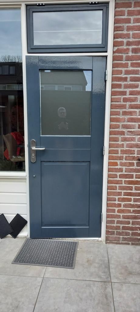 Grijze buitendeur, Ophalen, Gebruikt, Minder dan 200 cm, Glas