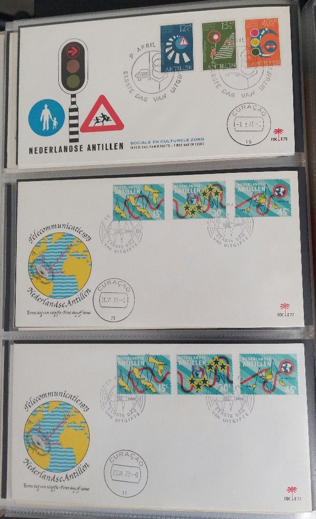 Ned. Antillen 1e dag enveloppen E75 t/m E82, uit jaar 1973., Postzegels en Munten, Postzegels | Eerstedagenveloppen, Ophalen of Verzenden