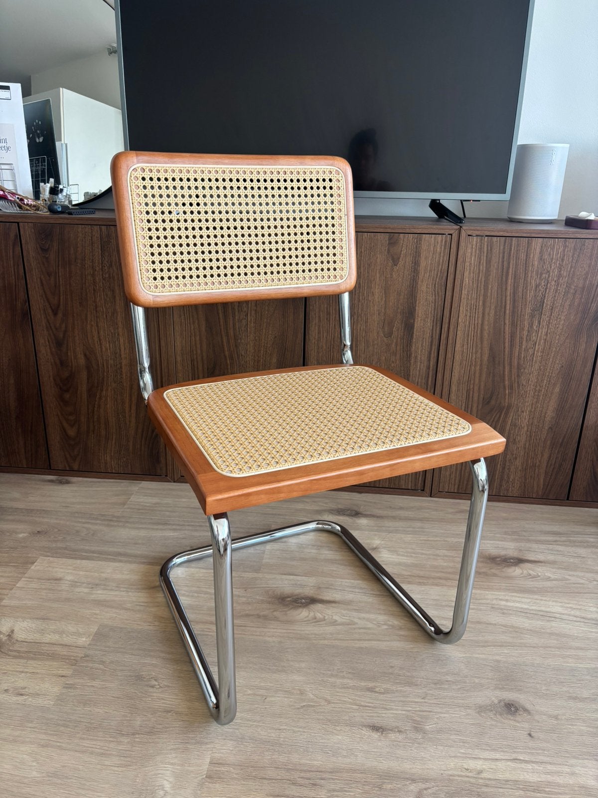Rotan eetkamerstoel met stalen poten, Huis en Inrichting, Ophalen, Nieuw, Bruin, Eén