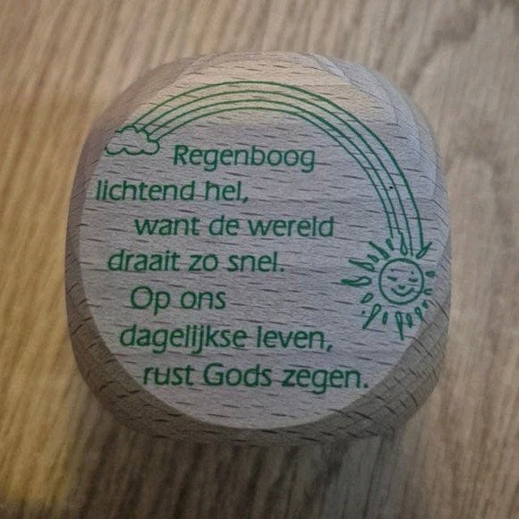 Houten gebedsdobbelsteen met inspirerende teksten, Ophalen
