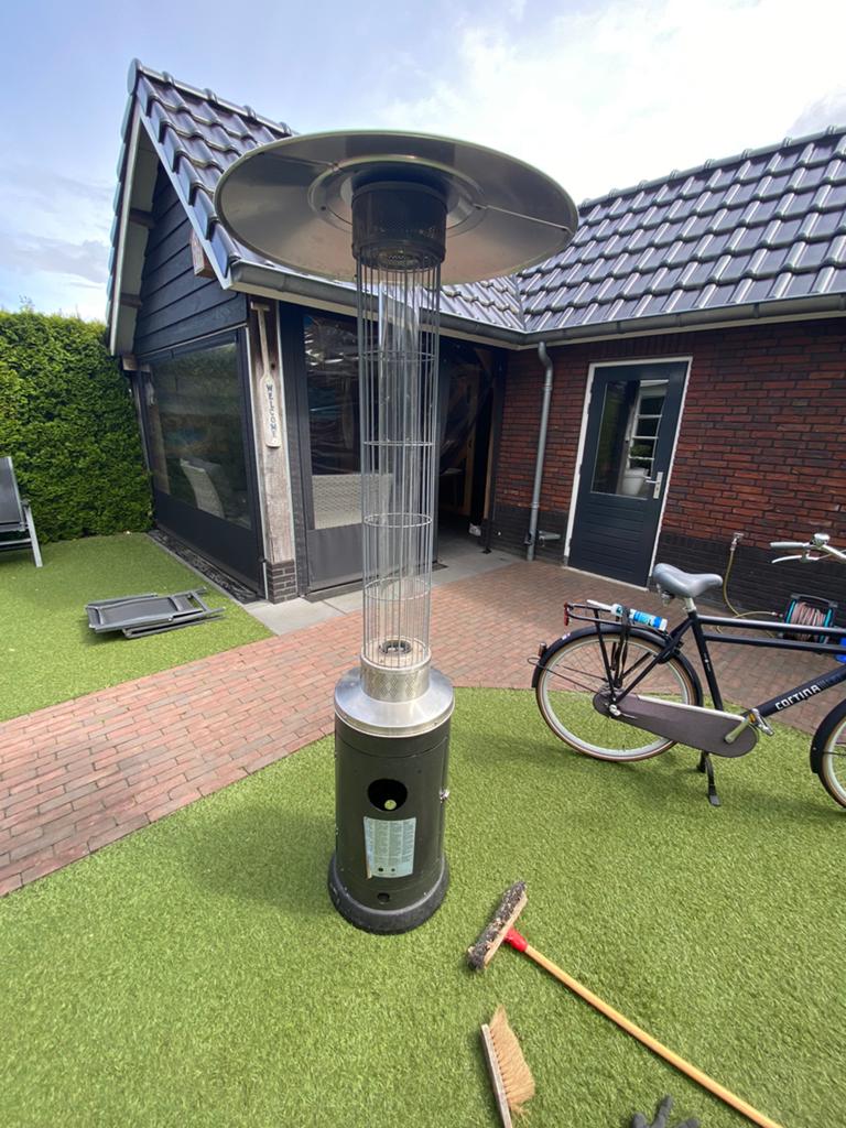 Terras heater op gas, Minder dan 250 cm, Schuur, Ophalen of Verzenden, Zo goed als nieuw