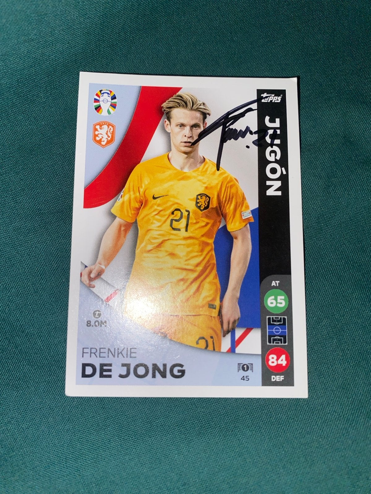 Frenkie de Jong gesigneerde spelerskaart Topps, Verzamelen, Ophalen of Verzenden, Zo goed als nieuw, Buitenlandse clubs, Spelerskaart