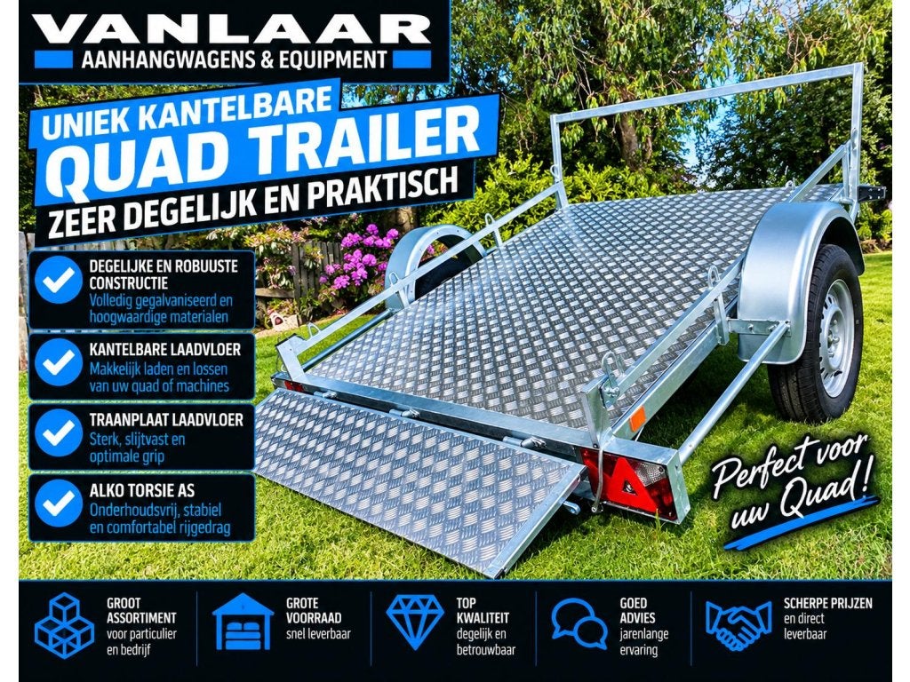 NIEUW Quad Motor Trailer kantelbaar Traanplaat laadvloer