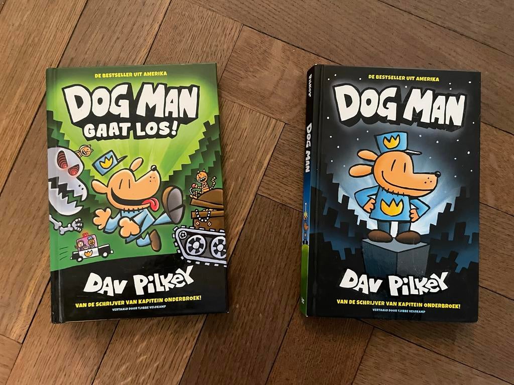 Dog Man boeken: Dog Man en Dog Man Gaat Los!, Ophalen of Verzenden, Zo goed als nieuw, Fictie algemeen