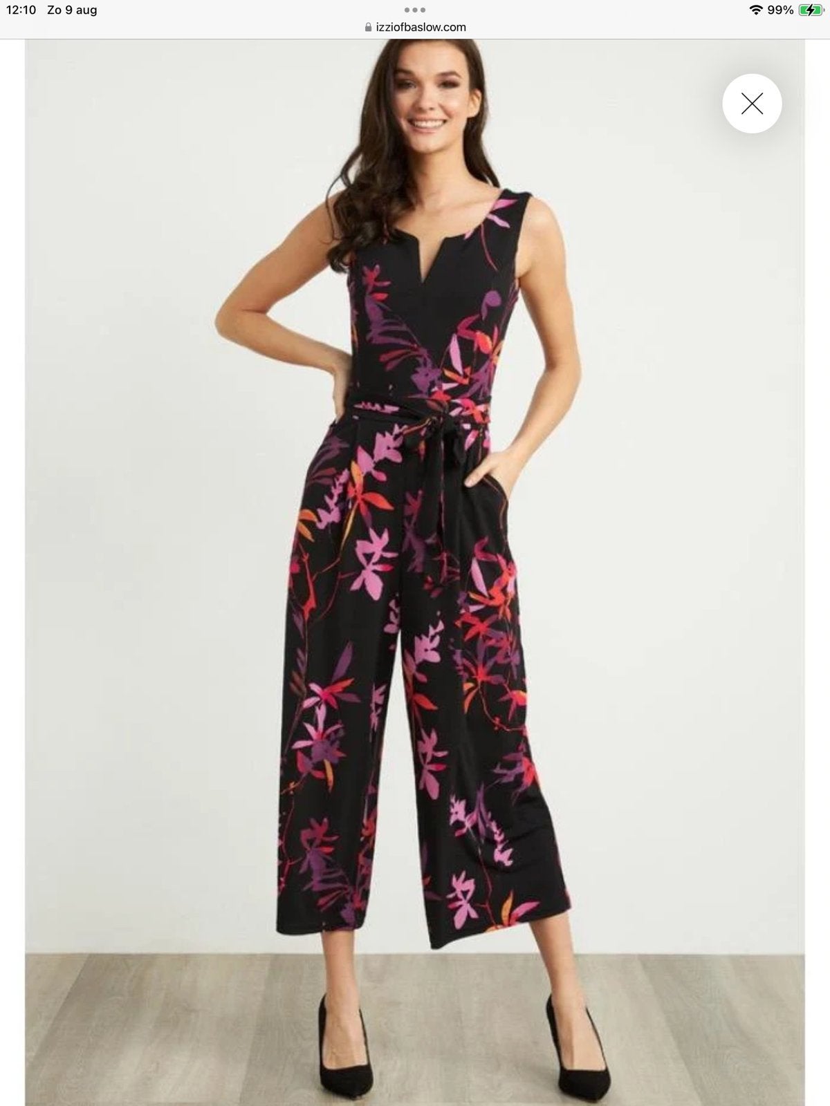 Ribkoff luxe jumpsuit zwart met bloemenprint maat 44, Verzenden, Zo goed als nieuw, Maat 42/44 (L), Meerkleurig