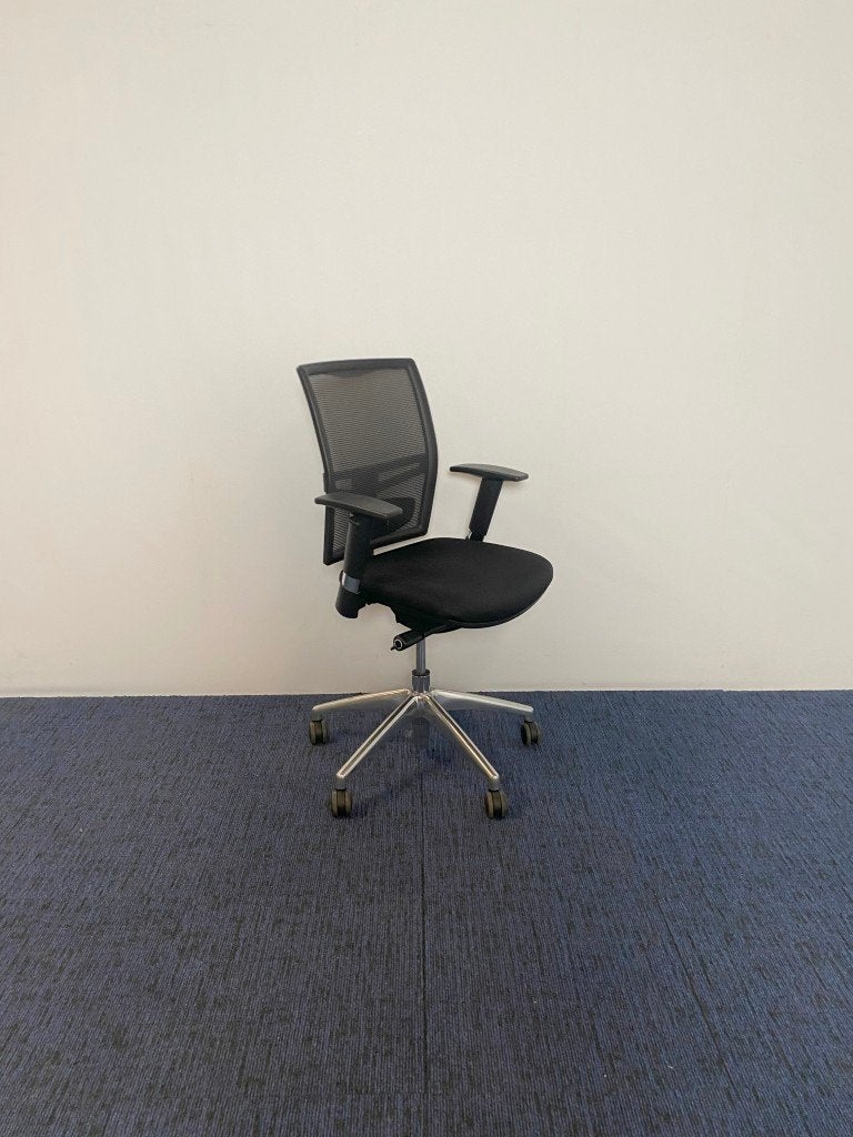 Bureaustoel CS Airtop, zwarte stof, chroom voetkruis, Ophalen, Gebruikt, Zwart, Bureaustoel