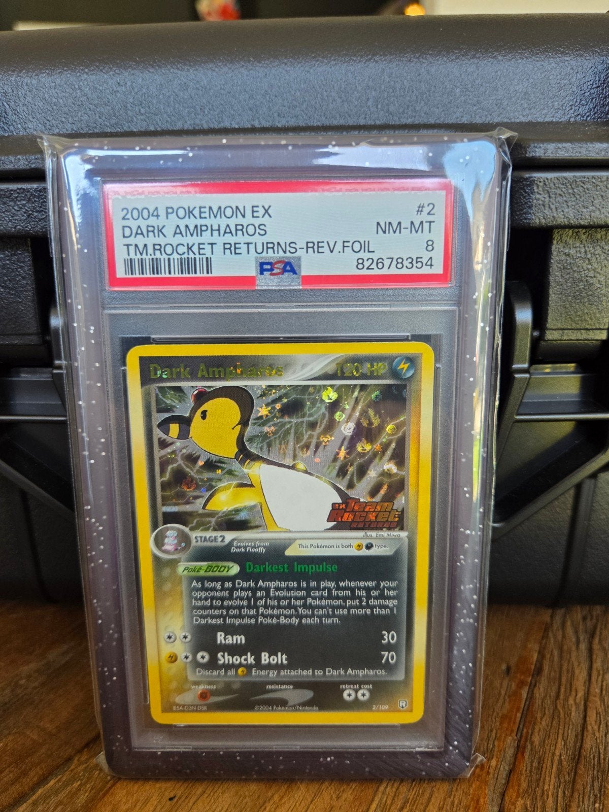 EX TTR Dark Ampharos PSA 8 NM-MT (2004) reverse, Ophalen of Verzenden