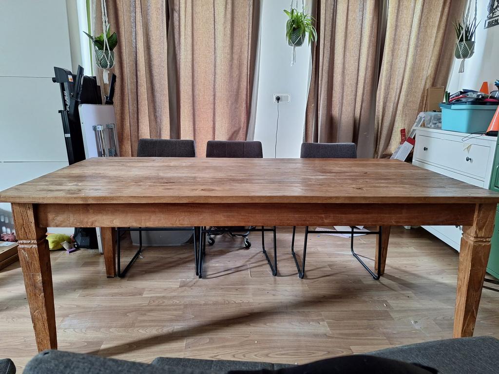 Teak houten tafel, Ophalen, Gebruikt, Teakhout, 200 cm of meer