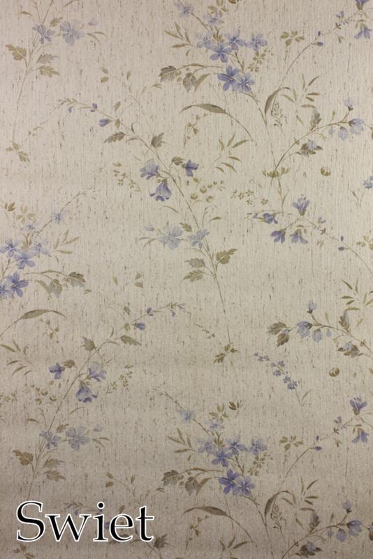 5947 Vintage bloemen wallpaper blauw beige romantisch Swiet, Verzenden, Beige
