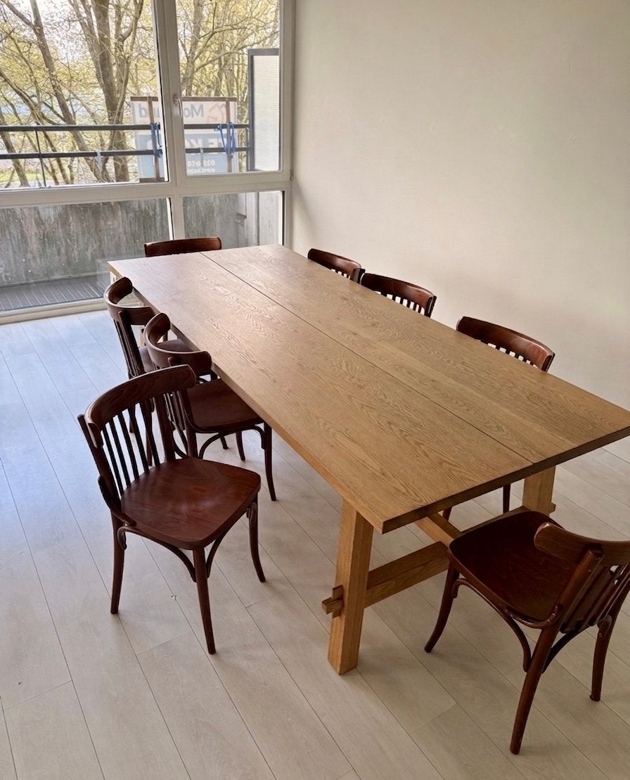 Massief Houten Eettafel (235x100) – Skogsta Stijl, Ophalen, Gebruikt, 100 tot 150 cm, 200 cm of meer