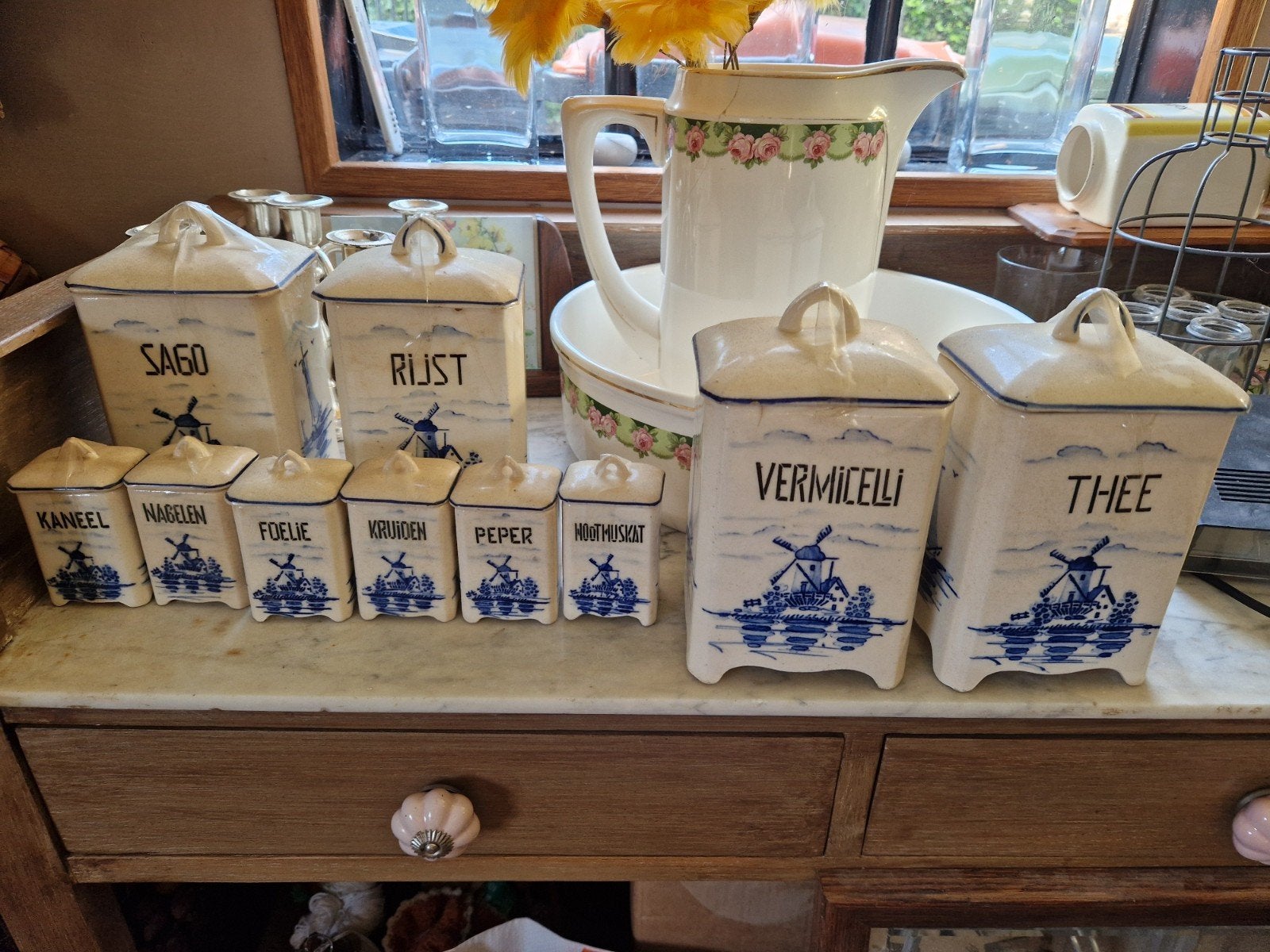 Antieke 10-Delige Keukenset "Pepi" - Art Deco Molendecor, Ophalen of Verzenden