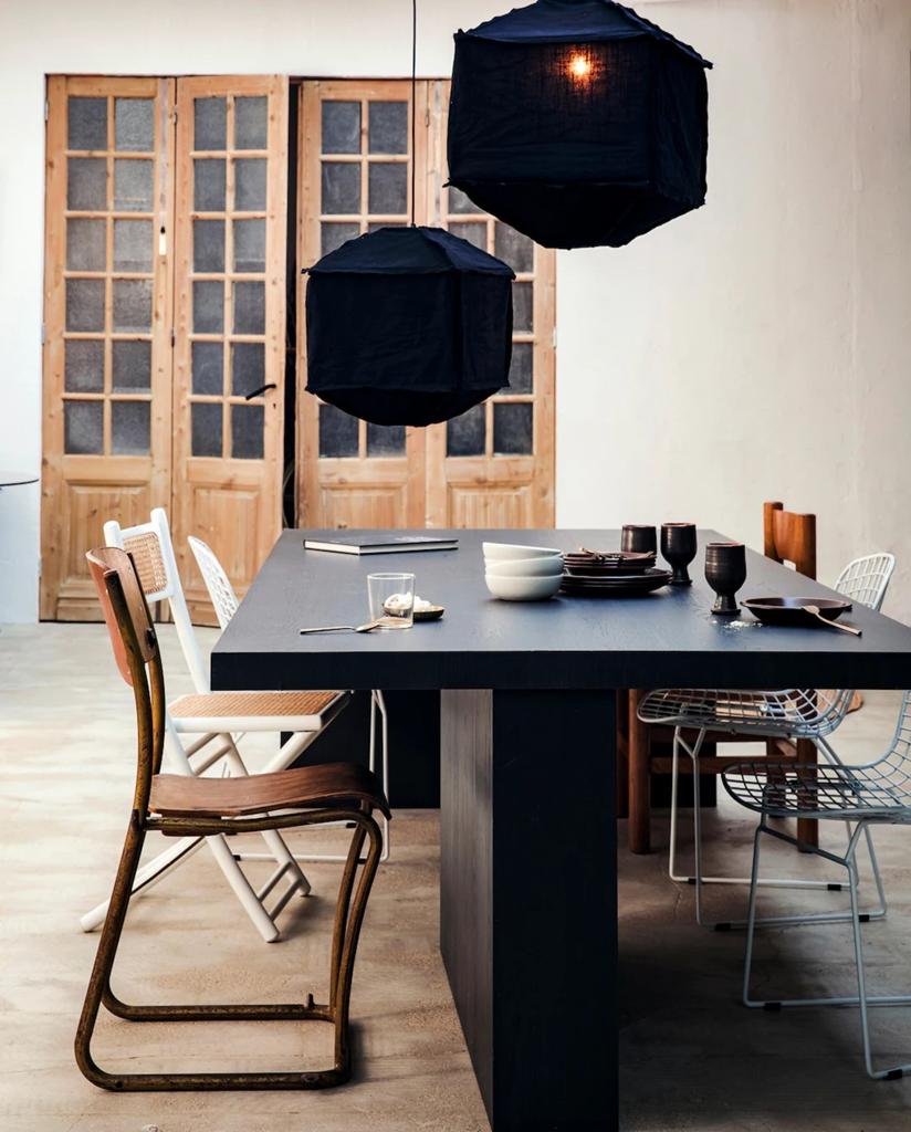 Hanglamp Titan zwart linnen - VT Wonen, Ophalen of Verzenden, Zo goed als nieuw, Stof, Minder dan 50 cm
