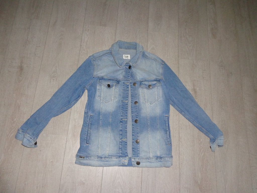blauw damesspijkerjasje van I-SAY, maat L, Ophalen of Verzenden, Gedragen, Maat 42/44 (L), Blauw